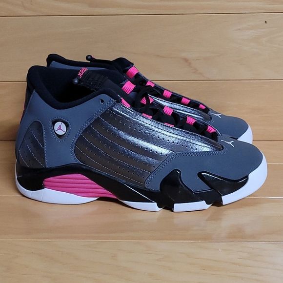 Air Jordan 14 Retro Dark Grey Hyper Pink Black White Girls Nike Shoe 654969-028